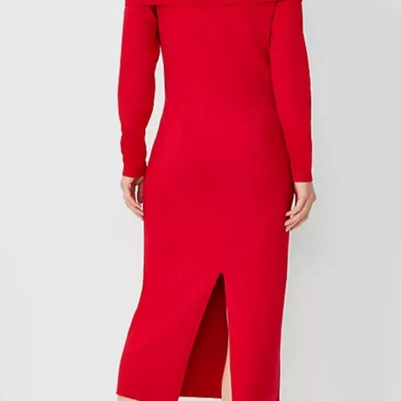 NWT ANN TAYLOR RED MIDI OFF THE  Shoulder Women's Sweater - Picture 4 of 5